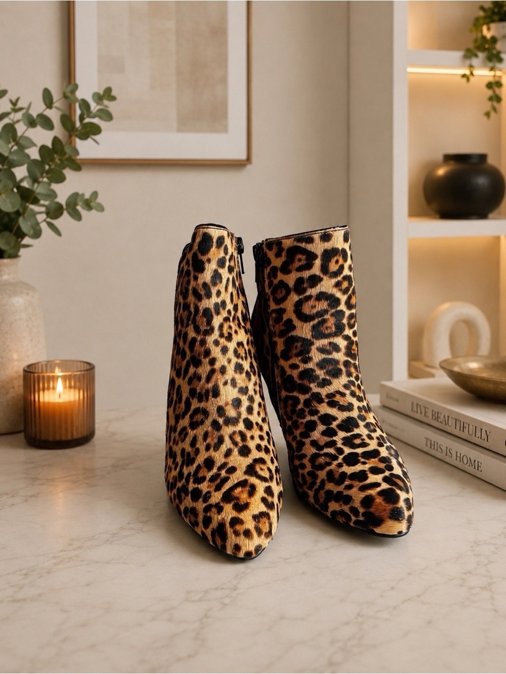 NEW Alfani Step N Flex Harper Leopard Tiger Calf Hair Kitten Heel Booties 7W